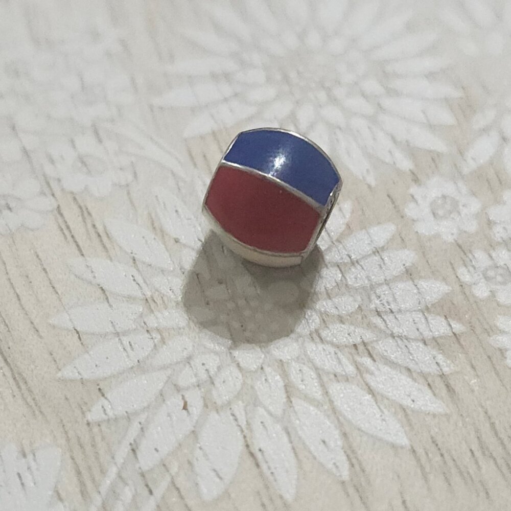 Pandora Sterling Silver Enamel Blue Red Beach Ball Volleyball Charm Bead